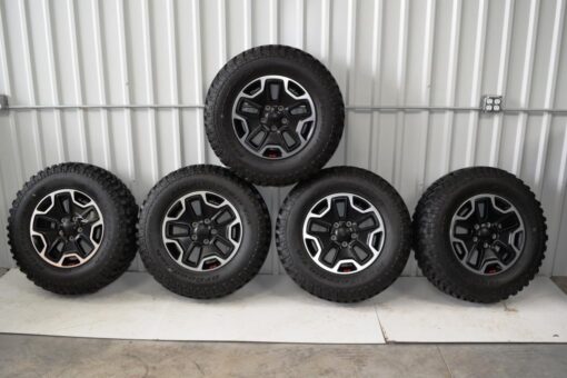 Set of 5 jeep wrangler black rubicon wheels for sale